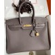 Hermes Birkin 35 Retourne Handmade Bag In Etain Epsom Calfskin