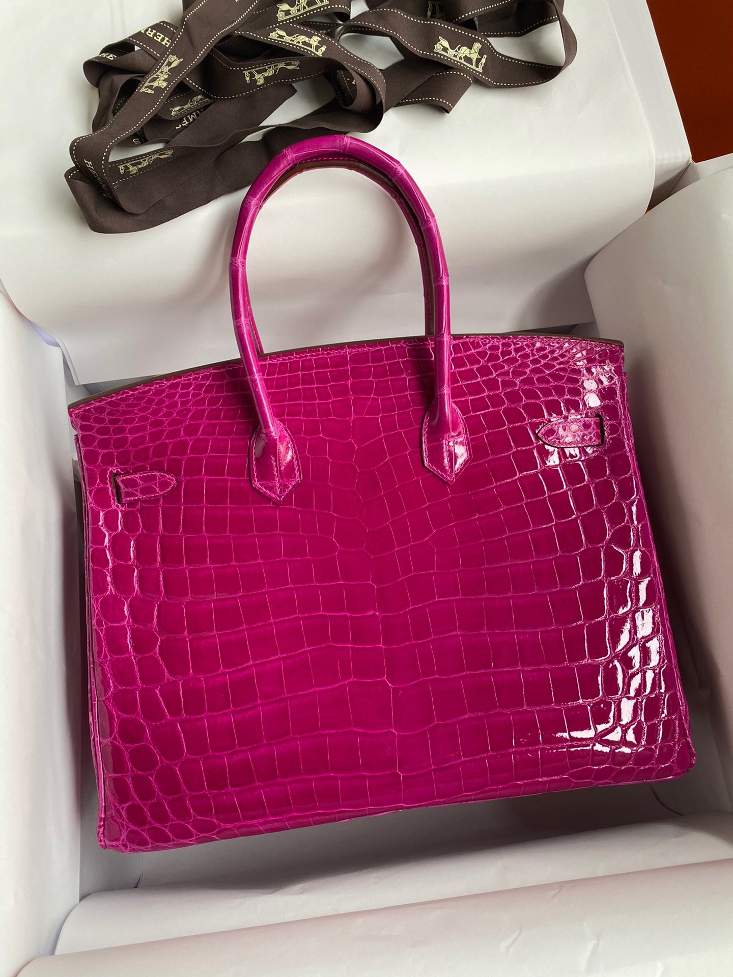 Hermes Birkin 35 Retourne Handmade Bag In Etain Epsom Calfskin