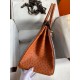 Hermes HSS Birkin 35 Bicolor Bag in Gris Agate and Gold Ostrich Leather