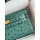 Hermes Kelly Classique To Go Wallet in Malachite Ostrich Leather