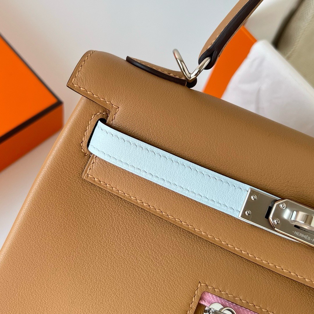 Hermes Kelly Colormatic 25 Handmade Bag in Chai Swifit Leather