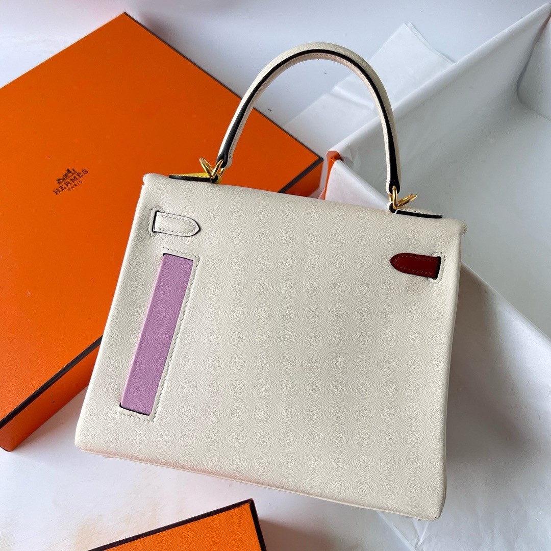 Hermes Kelly Colormatic 25 Handmade Bag in Nata Swifit Leather