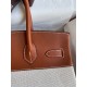 Hermes Birkin 30 Handmade Bag In Toile & Gold Swift Leather