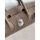 Hermes Birkin 30 Handmade Bag In Toile & Tourterelle Swift Leather