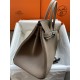 Hermes Birkin 35 Retourne Handmade Bag In Taupe Clemence Leather