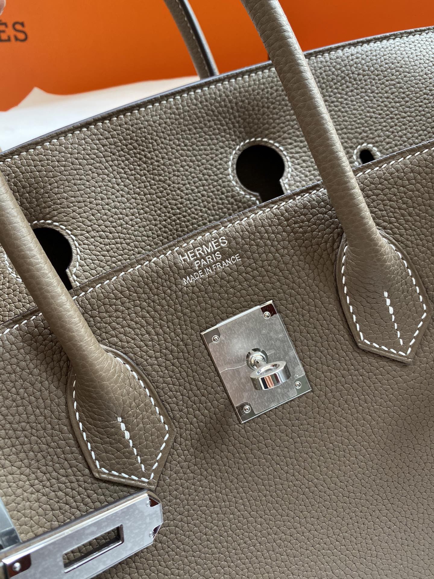 Hermes Birkin 35 Retourne Handmade Bag In Taupe Clemence Leather