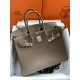 Hermes Birkin 35 Retourne Handmade Bag In Taupe Clemence Leather