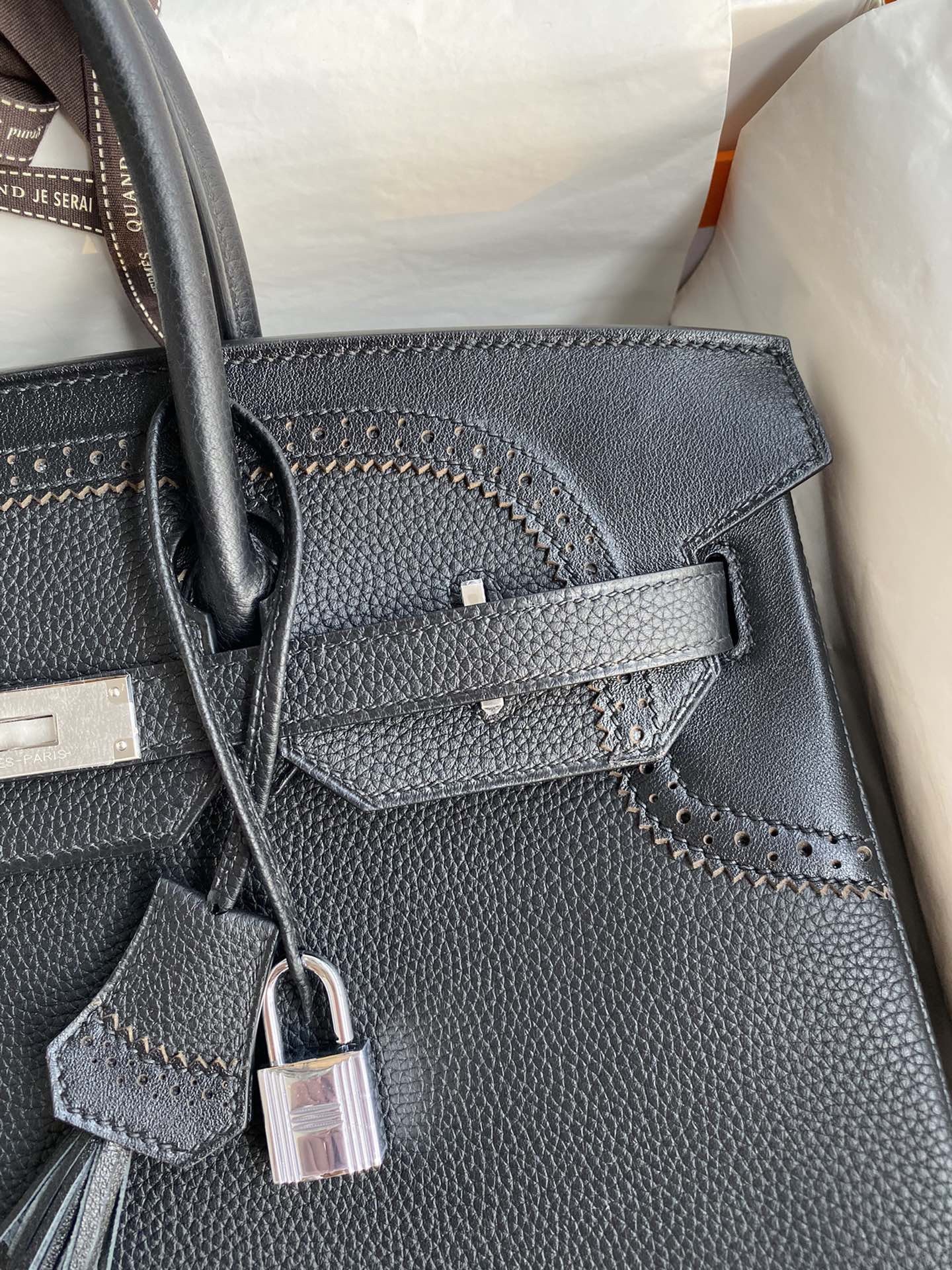 Hermes Ghillies Birkin 35cm Limited-edition Bag In Black Calfskin