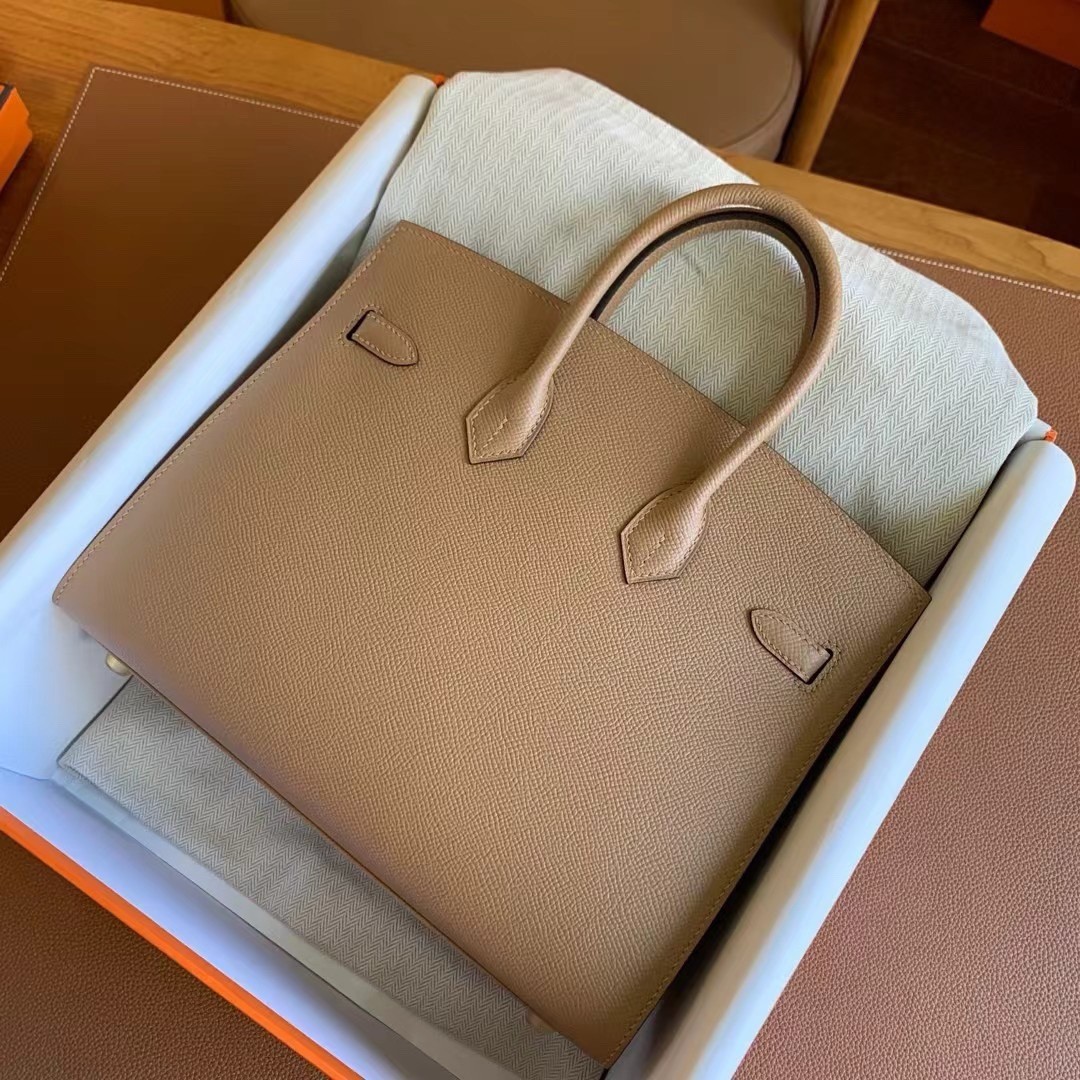 Hermes Birkin 25 Sellier Handmade Bag In Chai Epsom Calfskin