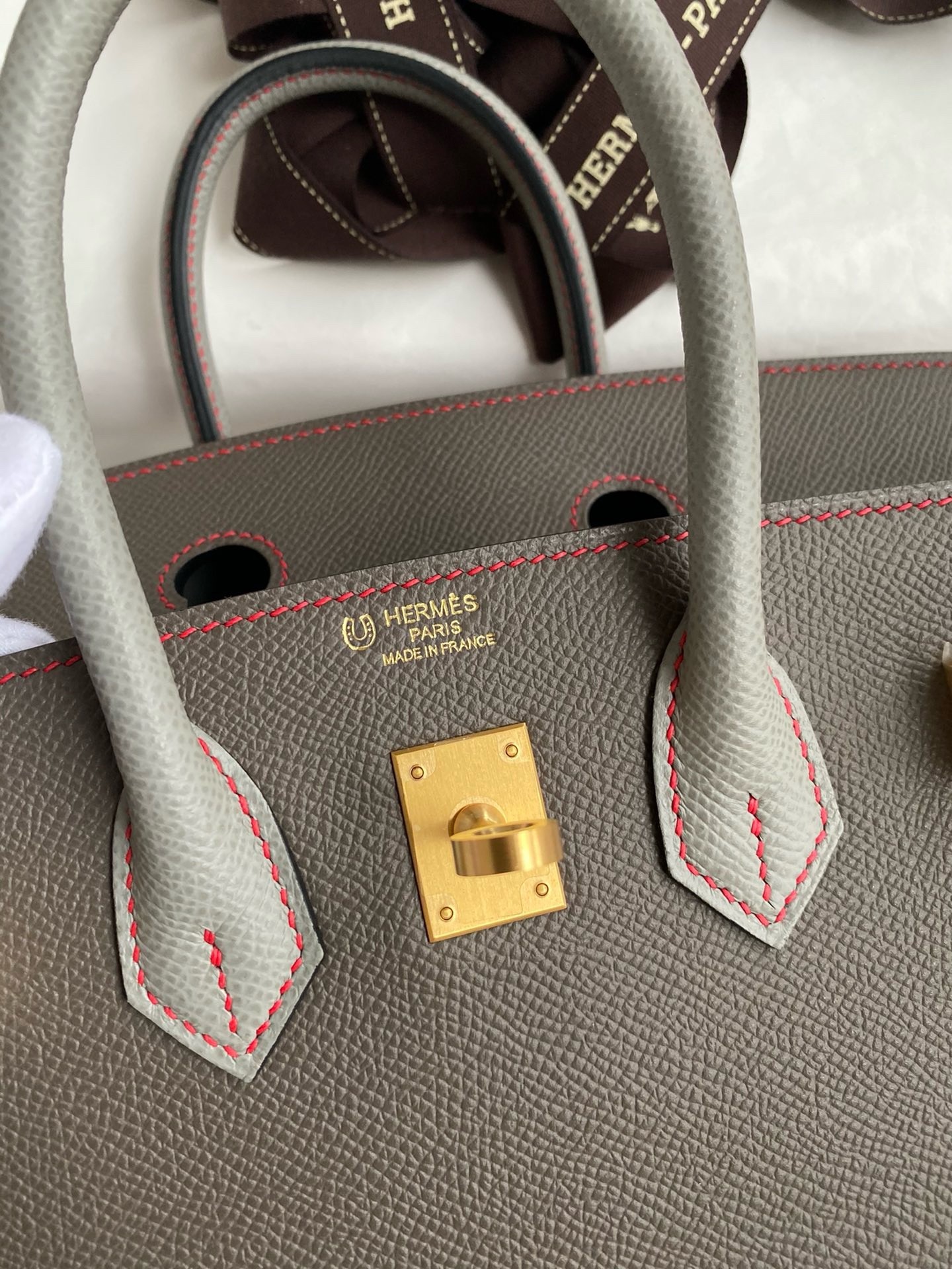 Hermes HSS Birkin 25 Sellier Bag in Etain and Gris Mouette Epsom Calfskin