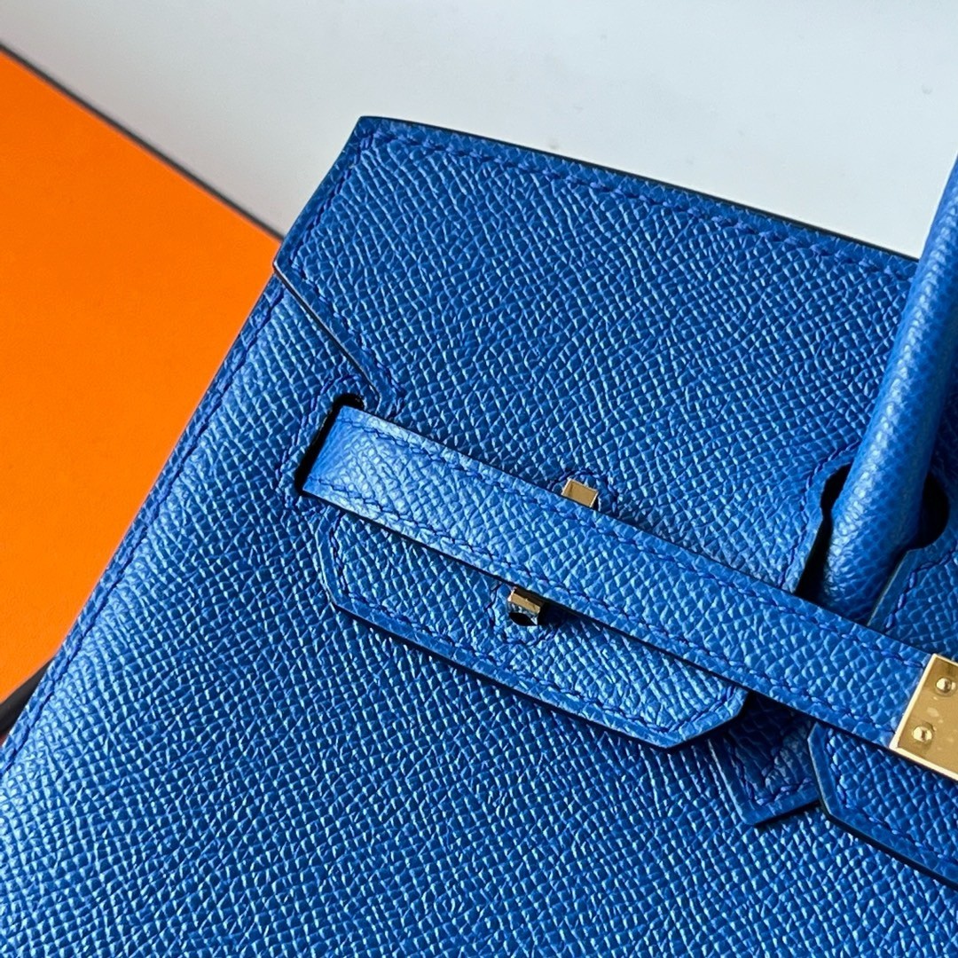 Hermes Birkin 25 Sellier Handmade Bag In Blue France Epsom Calfskin