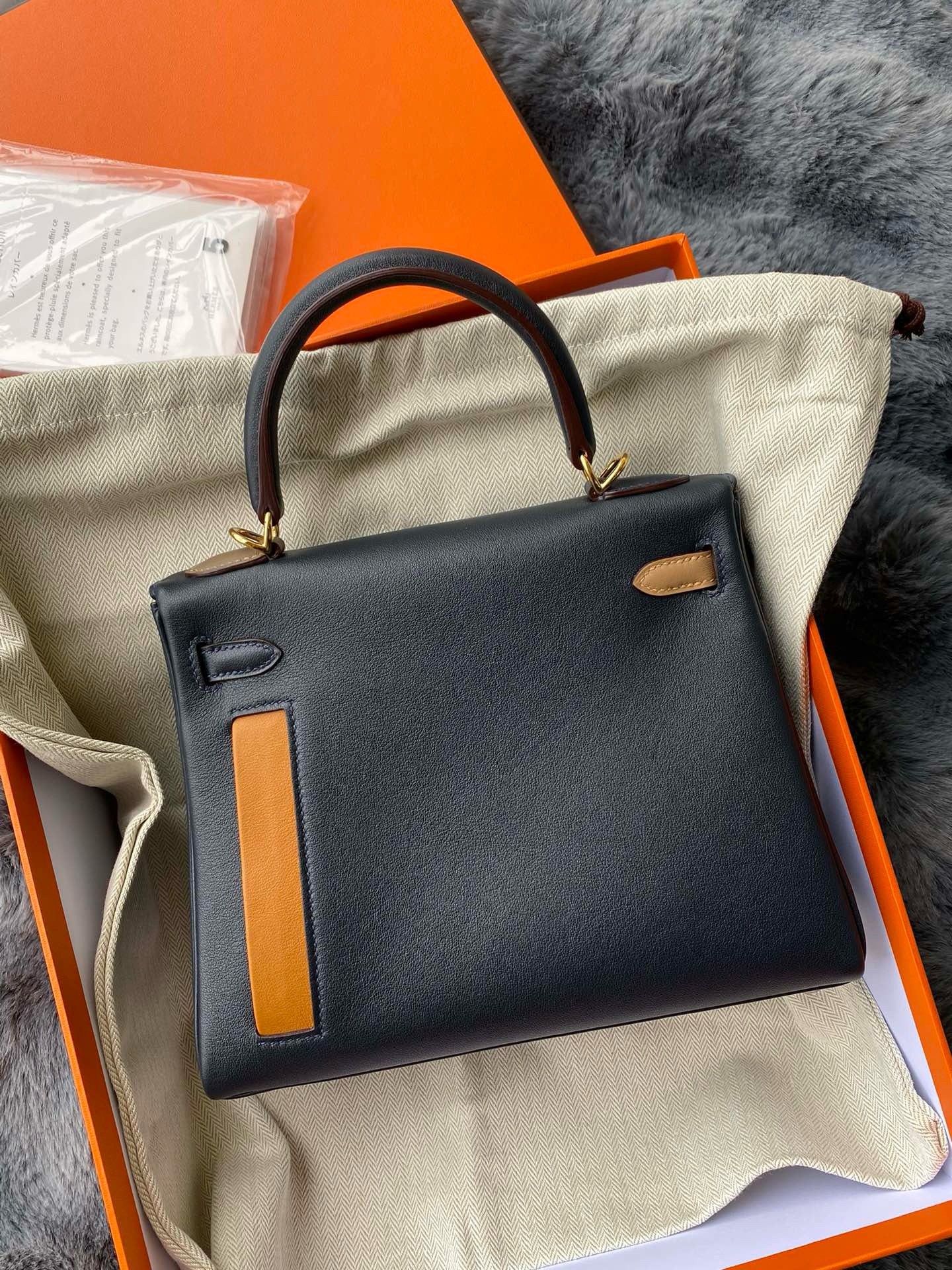 Hermes Kelly Colormatic 25 Handmade Bag in Blue Nuit Swift Leather