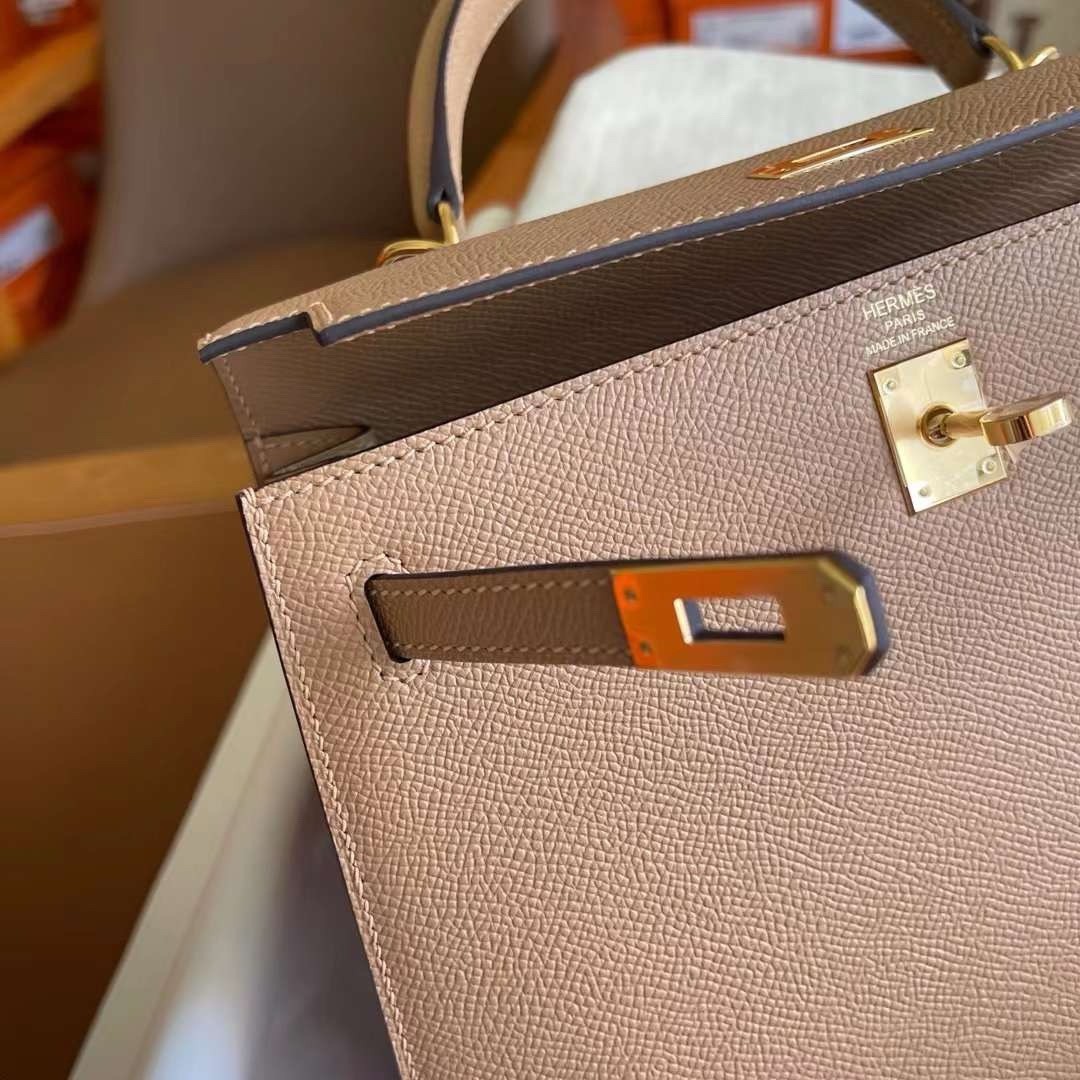 Hermes Kelly Sellier 25 Handmade Bag In Chai Epsom Calfskin