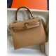 Hermes Kelly Sellier 25 Handmade Bag In Chai Epsom Calfskin