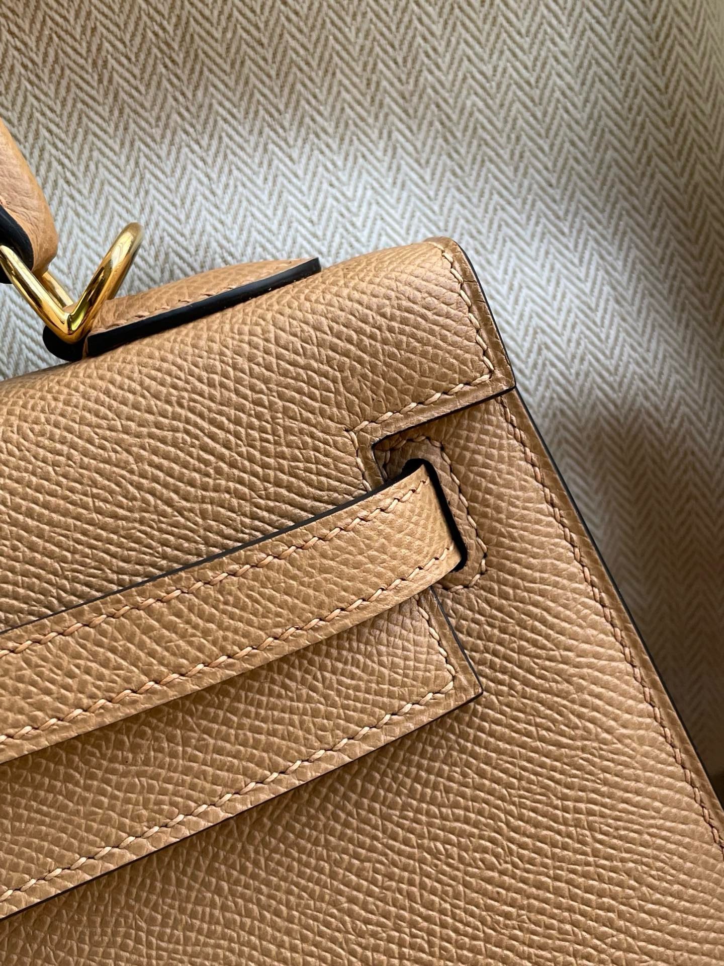 Hermes Kelly Sellier 25 Handmade Bag In Chai Epsom Calfskin