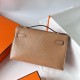 Hermes Kelly Pochette Handmade Bag In Chai Lizard Skin