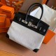 Hermes Birkin 30 Handmade Bag In Toile & Black Swift Leather