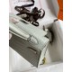 Hermes Kelly Mini II Sellier Handmade Bag In Gris Neve Matte Alligator Leather