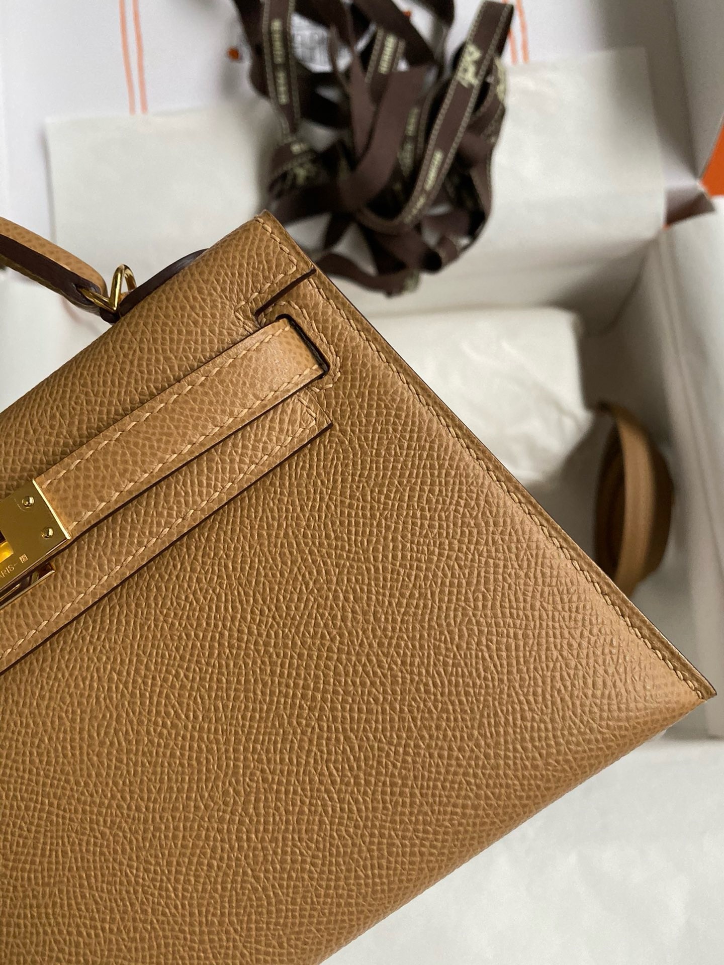 Hermes Kelly Mini II Sellier Handmade Bag In Chai Epsom Calfskin