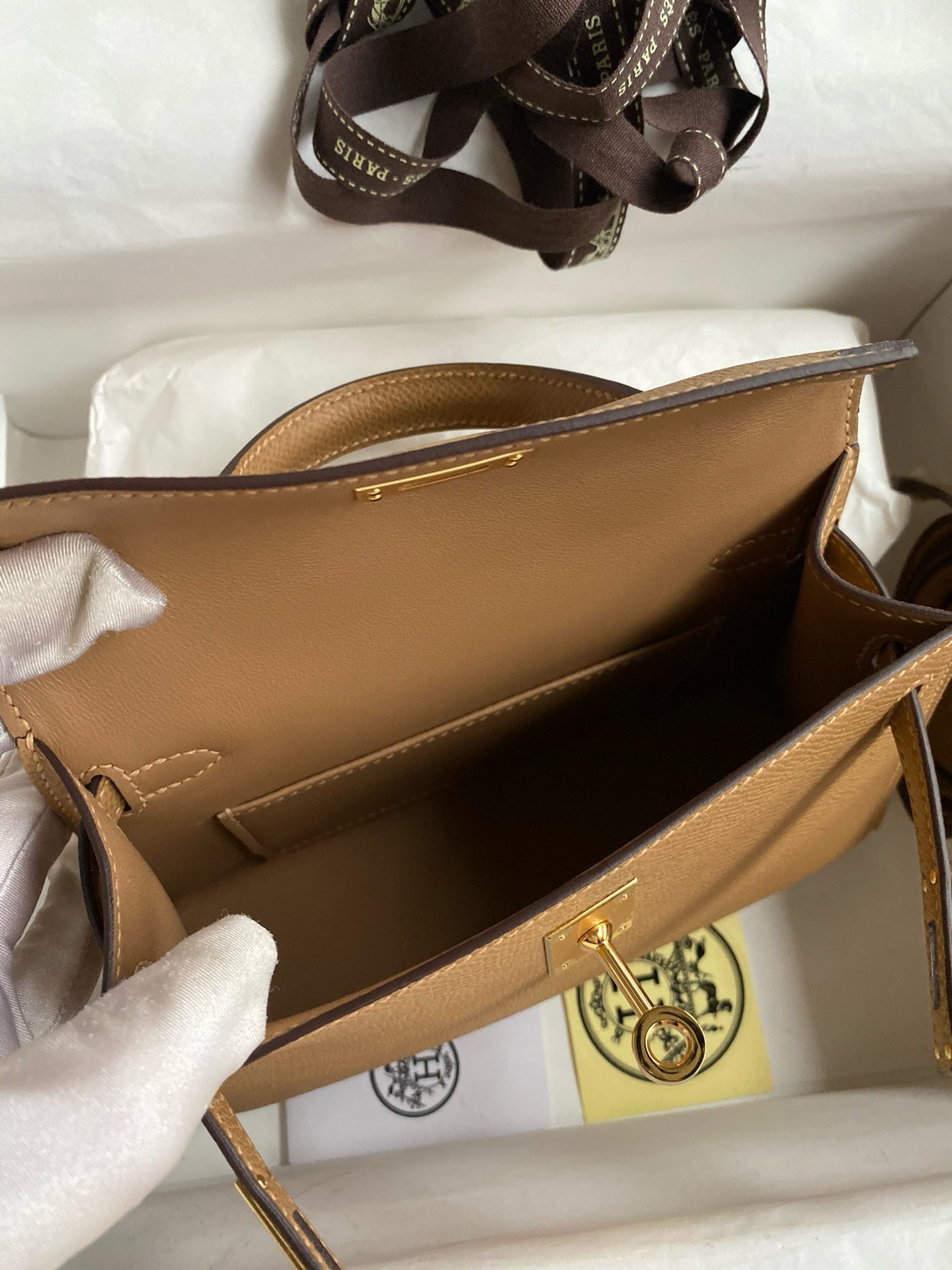 Hermes Kelly Mini II Sellier Handmade Bag In Chai Epsom Calfskin