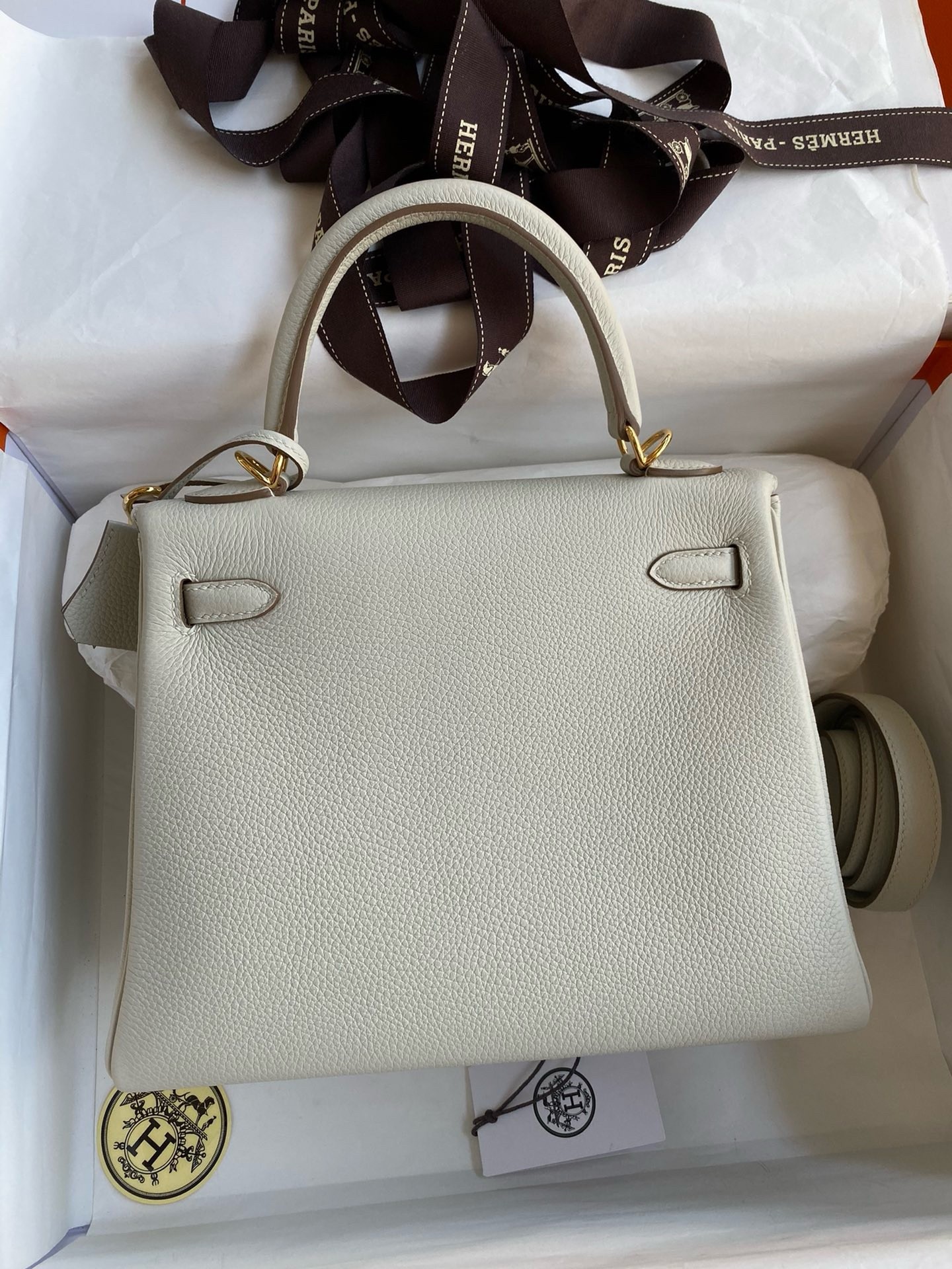 Hermes Kelly Retourne 25 Handmade Bag In Beton Clemence Leather