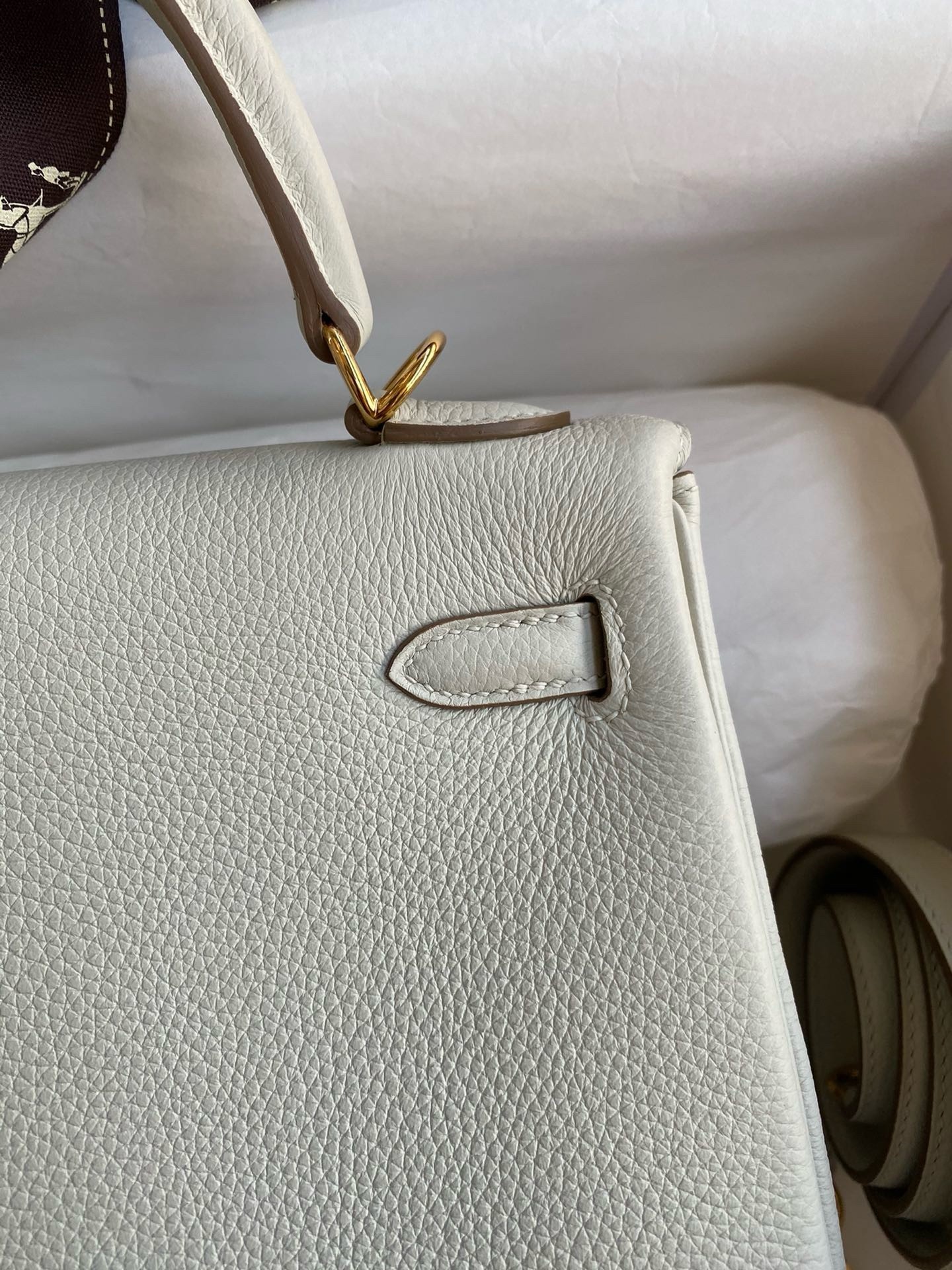 Hermes Kelly Retourne 25 Handmade Bag In Beton Clemence Leather