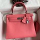 Hermes Kelly Retourne 25 Handmade Bag In Rose d'Ete Swift Calfskin