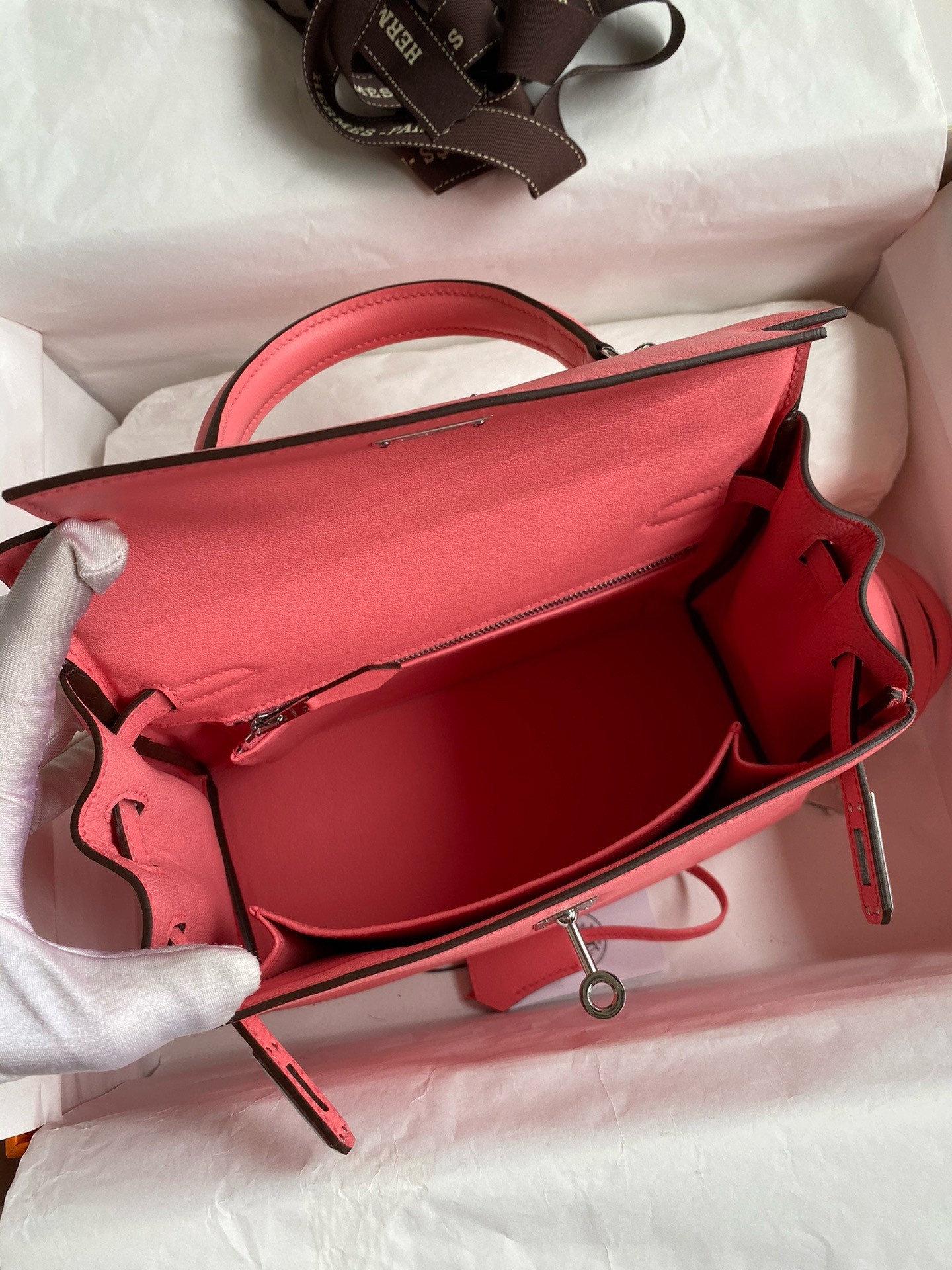 Hermes Kelly Retourne 25 Handmade Bag In Rose d'Ete Swift Calfskin