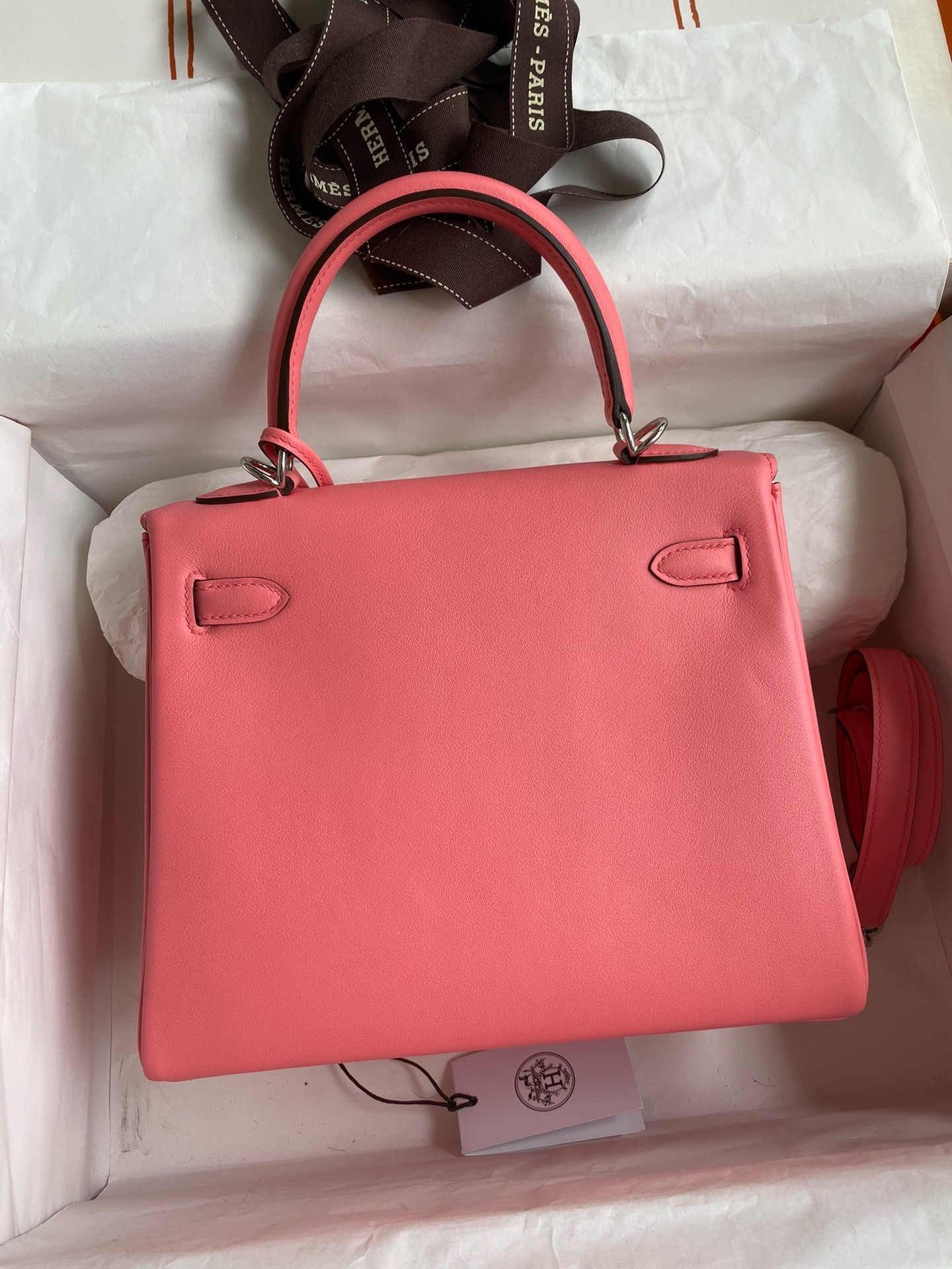 Hermes Kelly Retourne 25 Handmade Bag In Rose d'Ete Swift Calfskin