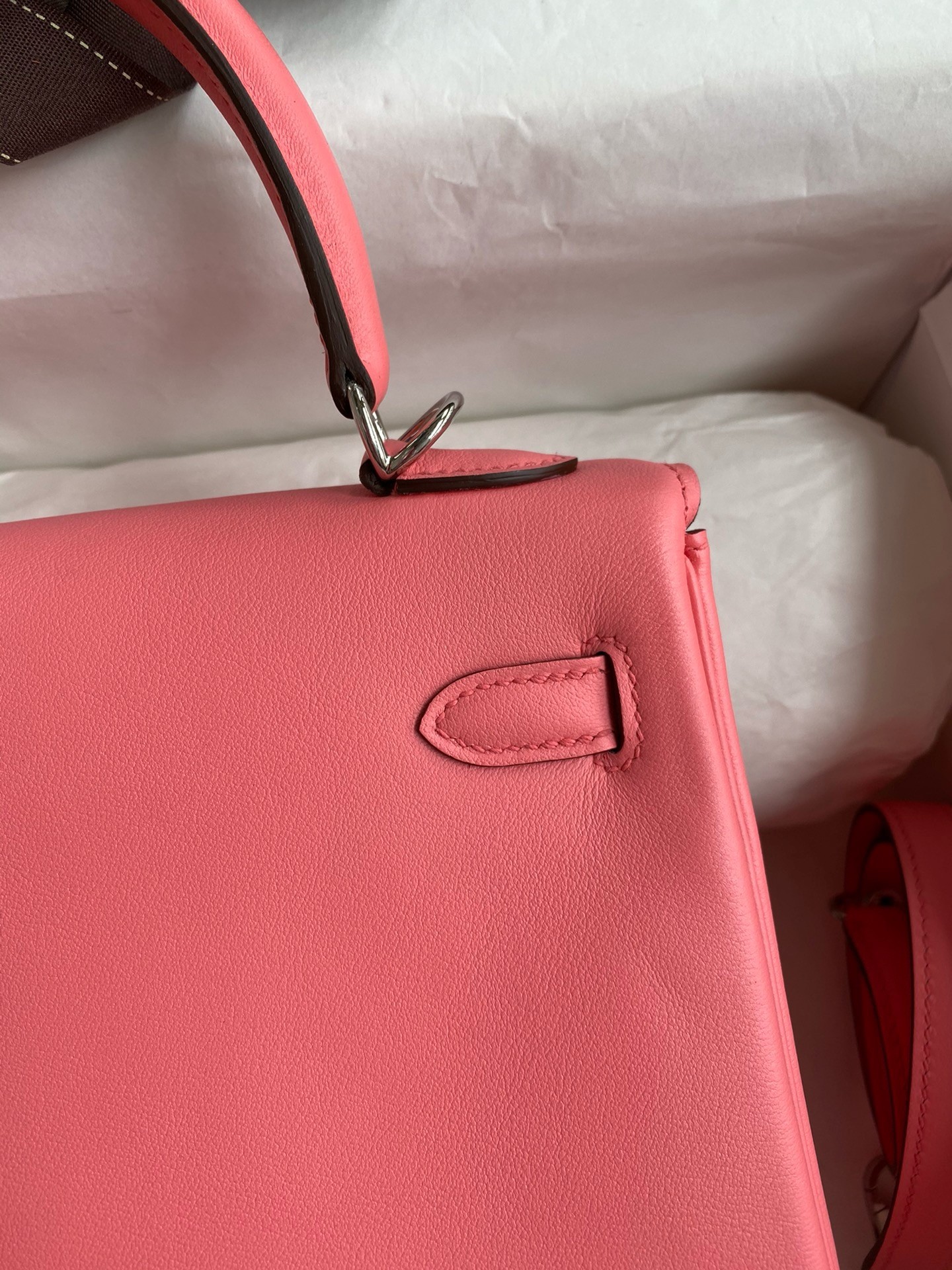 Hermes Kelly Retourne 25 Handmade Bag In Rose d'Ete Swift Calfskin