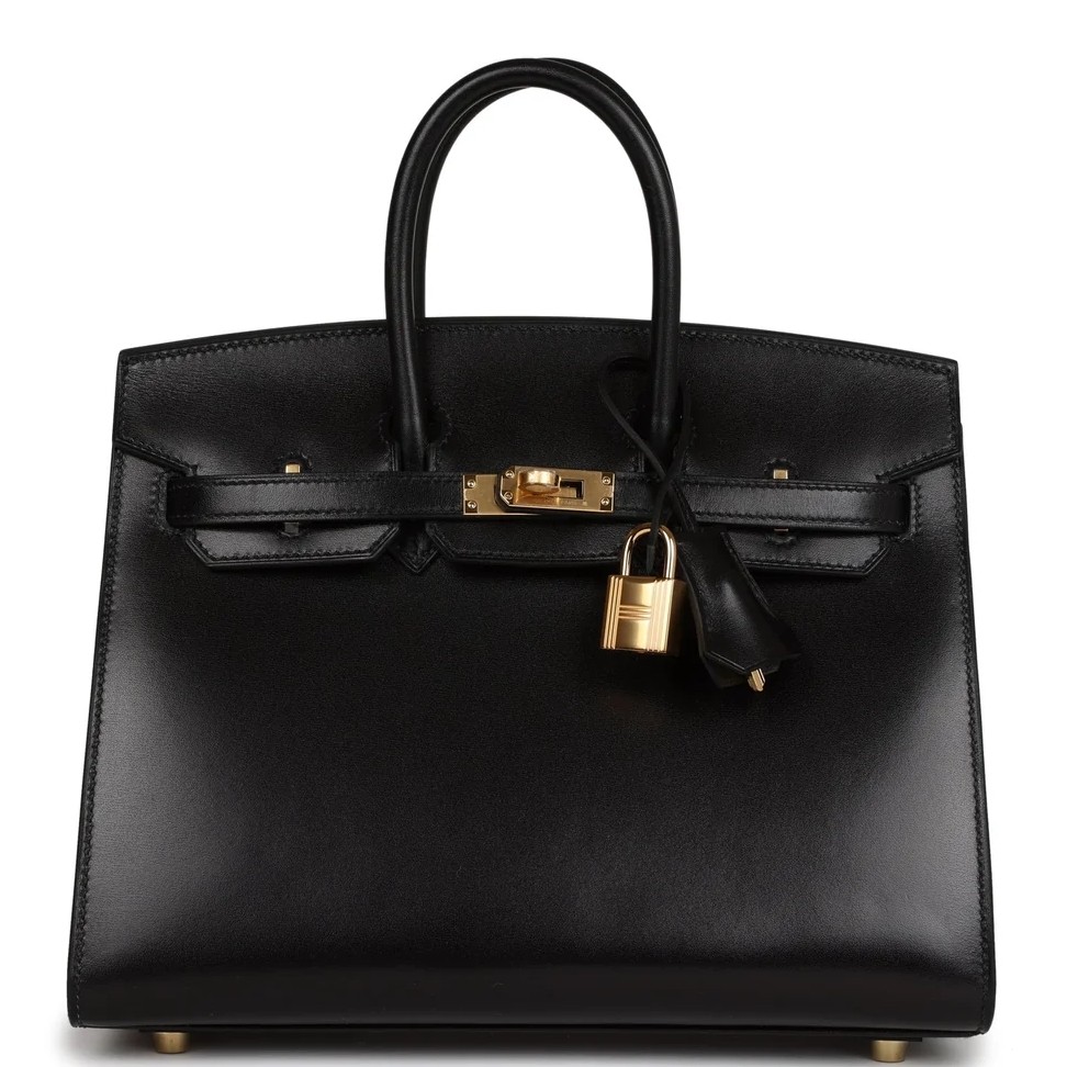 Hermes Birkin 25 Sellier Handmade Bag In Black Box Calfskin