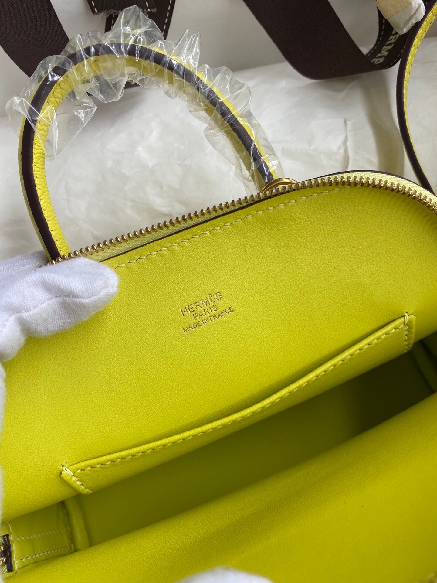 Hermes Bolide 1923 Mini Handmade Bag In Lime Chevre Mysore Leather