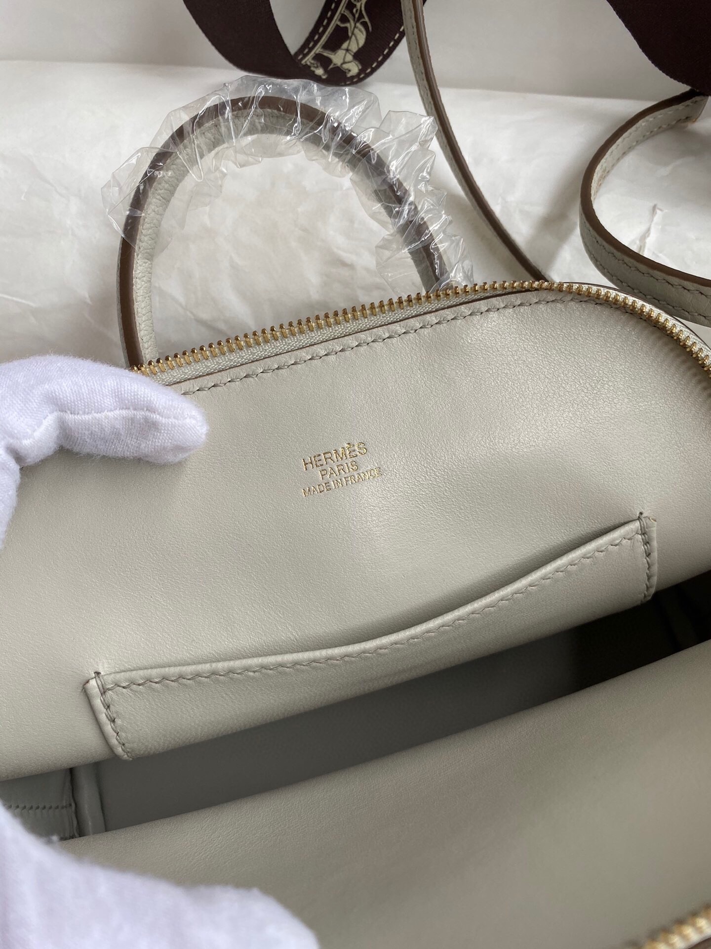 Hermes Bolide 1923 Mini Handmade Bag In Pearl Grey Chevre Mysore Leather