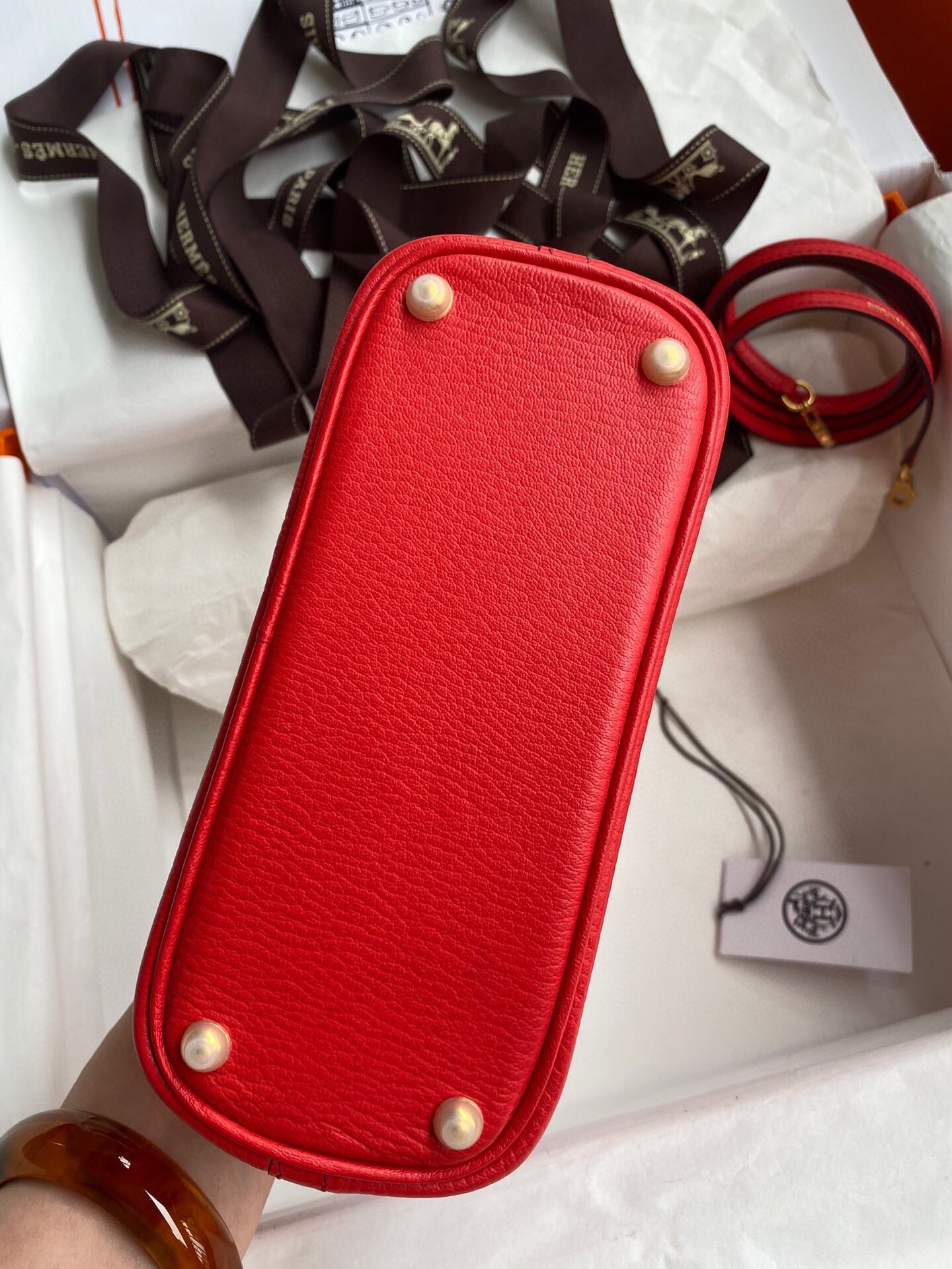 Hermes Bolide 1923 Mini Handmade Bag In Red Chevre Mysore Leather