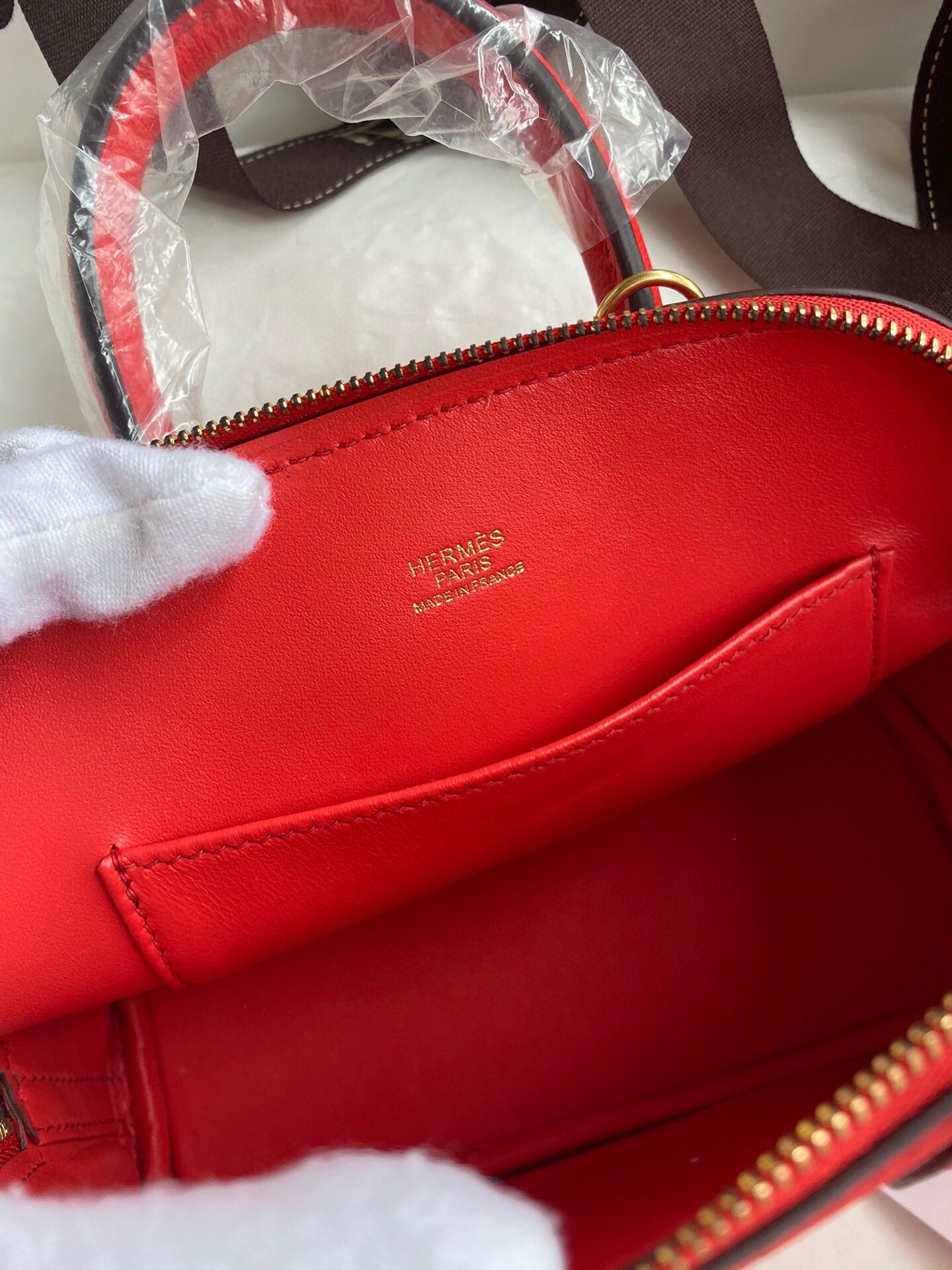 Hermes Bolide 1923 Mini Handmade Bag In Red Chevre Mysore Leather