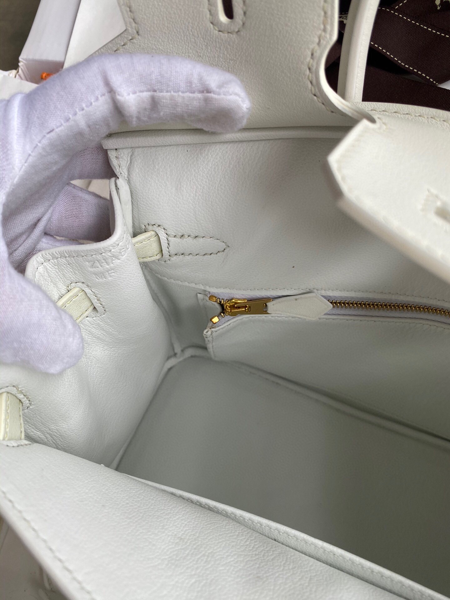 Hermes Birkin 25 Retourne Handmade Bag In White Swift Calfskin