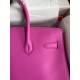 Hermes Birkin 35 Retourne Handmade Bag in Rose Magnolia Epsom Calfskin