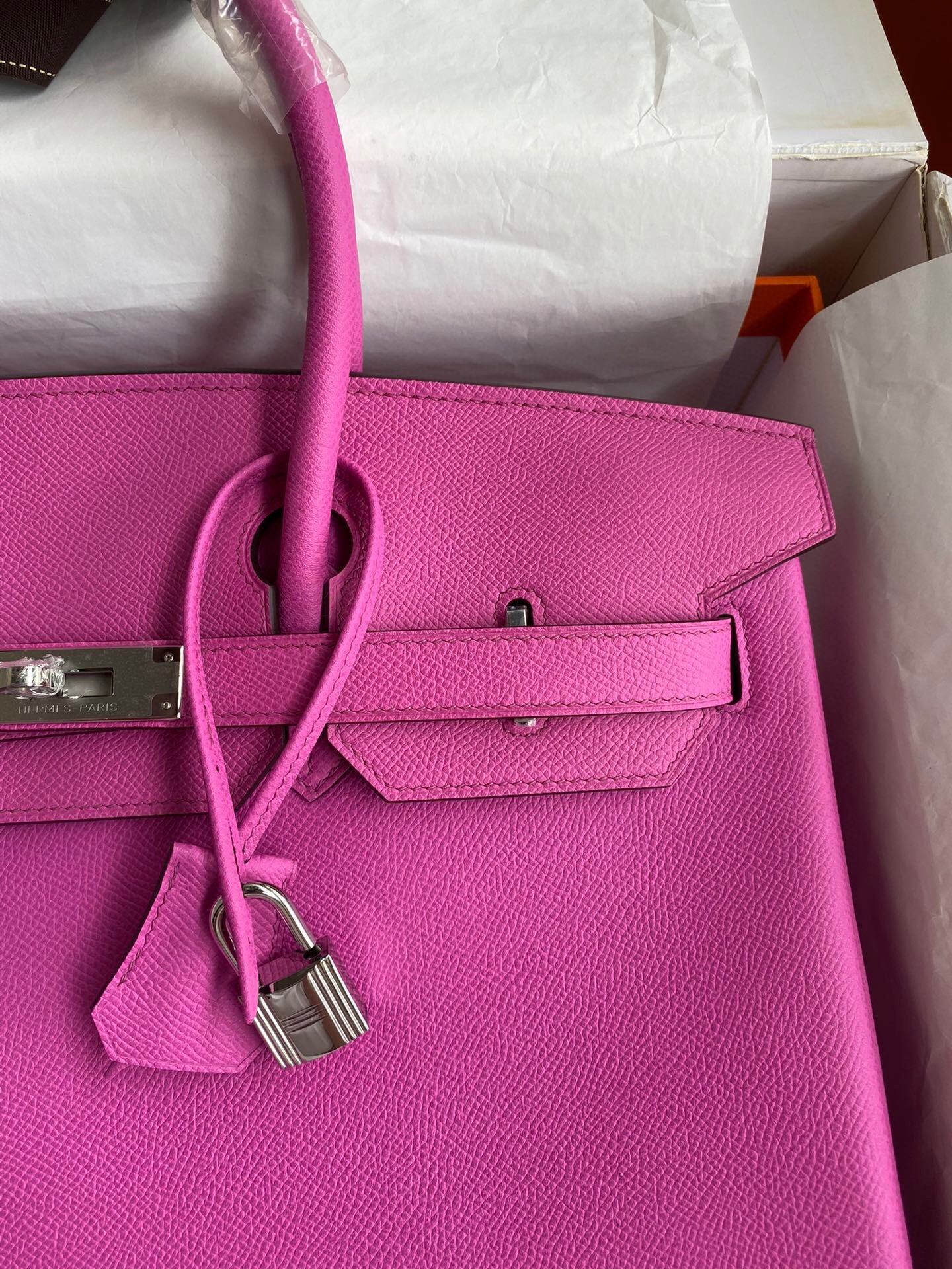 Hermes Birkin 35 Retourne Handmade Bag in Rose Magnolia Epsom Calfskin