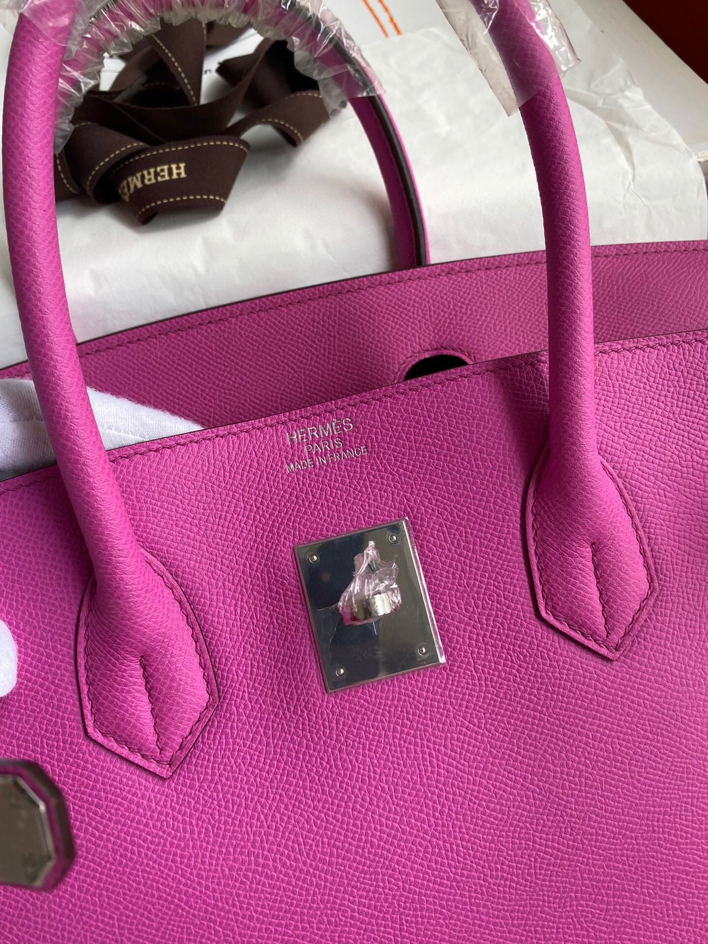 Hermes Birkin 35 Retourne Handmade Bag in Rose Magnolia Epsom Calfskin