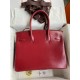 Hermes Birkin 30 Retourne Handmade Bag in Rouge H Box Calfskin