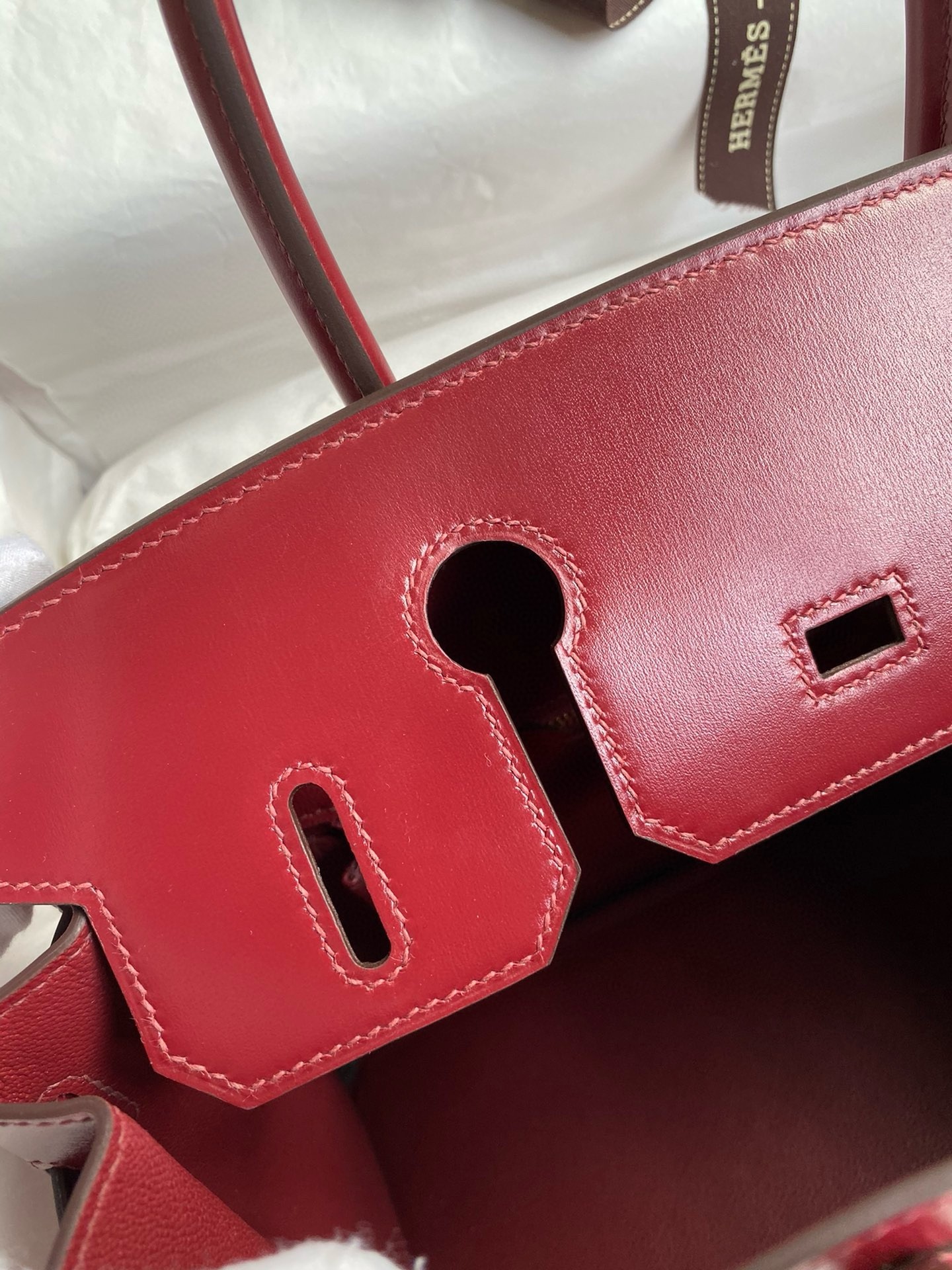 Hermes Birkin 30 Retourne Handmade Bag in Rouge H Box Calfskin