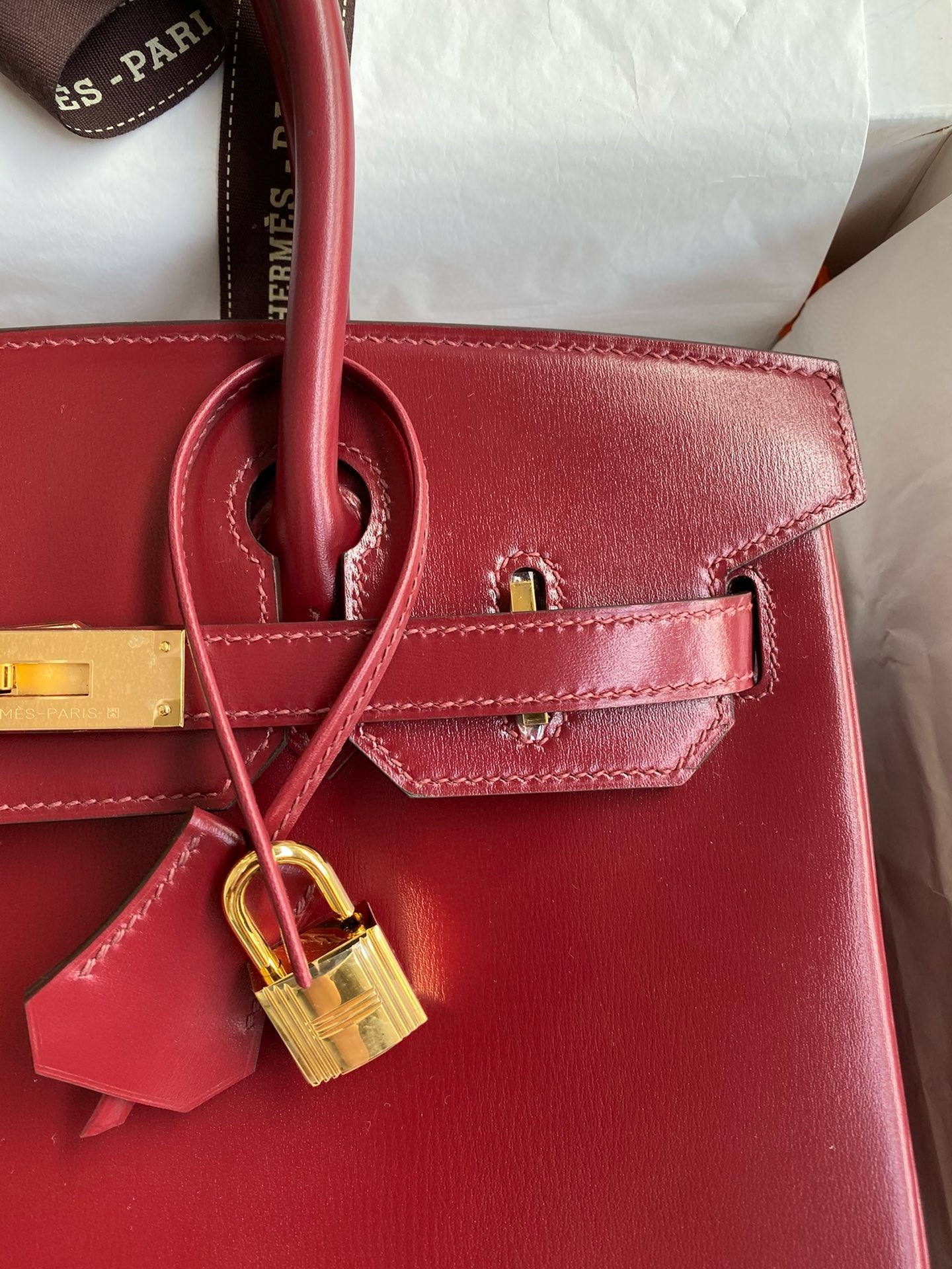 Hermes Birkin 30 Retourne Handmade Bag in Rouge H Box Calfskin