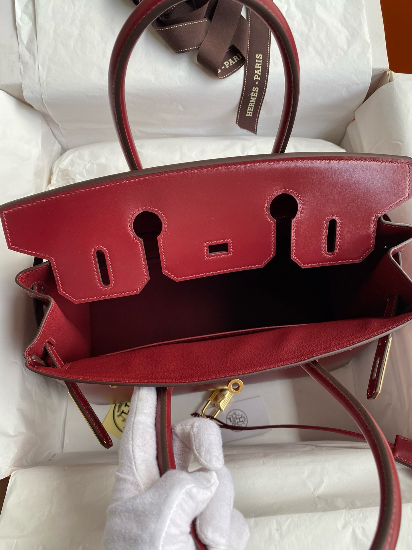 Hermes Birkin 30 Retourne Handmade Bag in Rouge H Box Calfskin