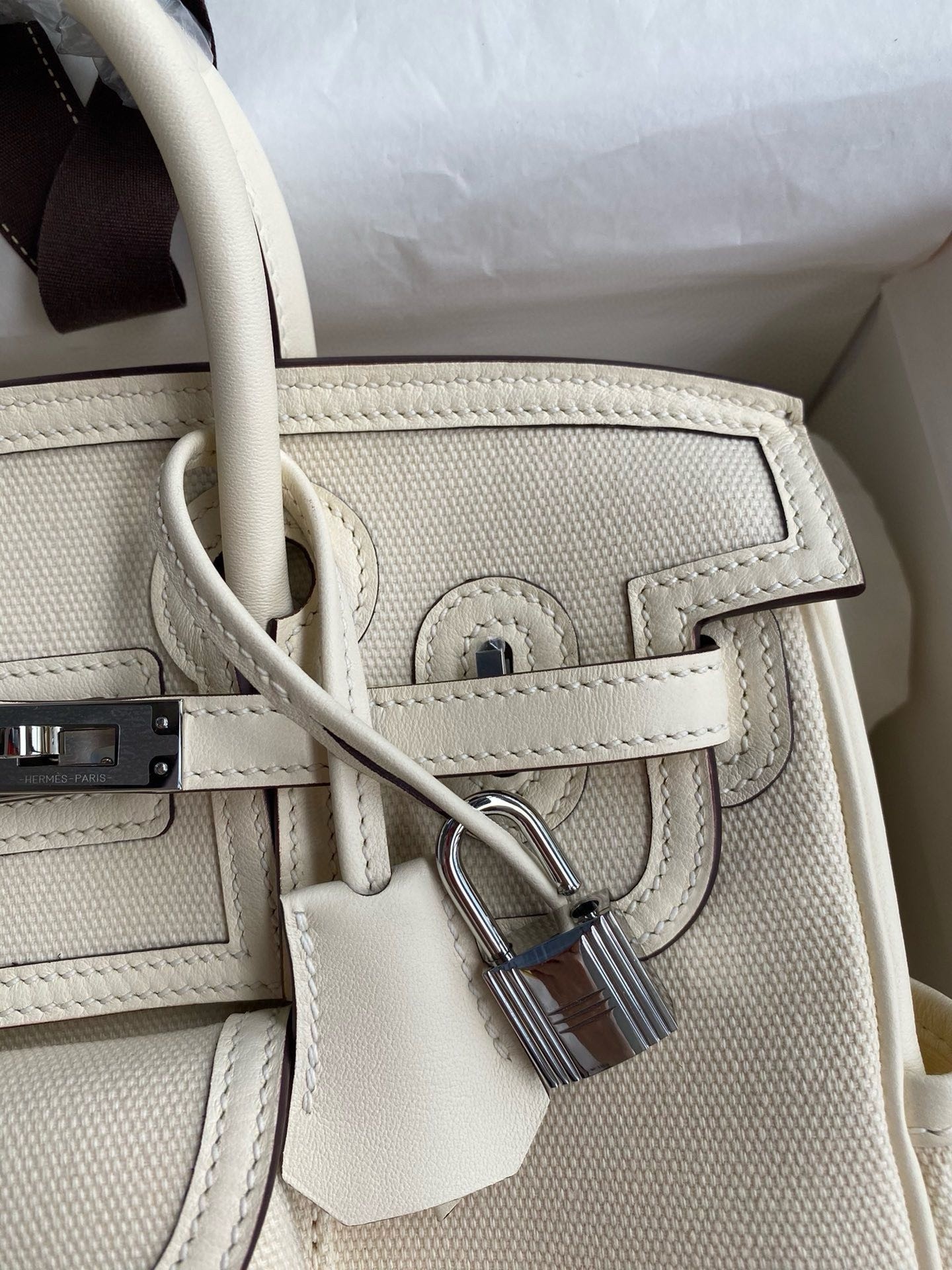 Hermes Birkin Cargo 25 Bag in Craie Toile and Swift Leather