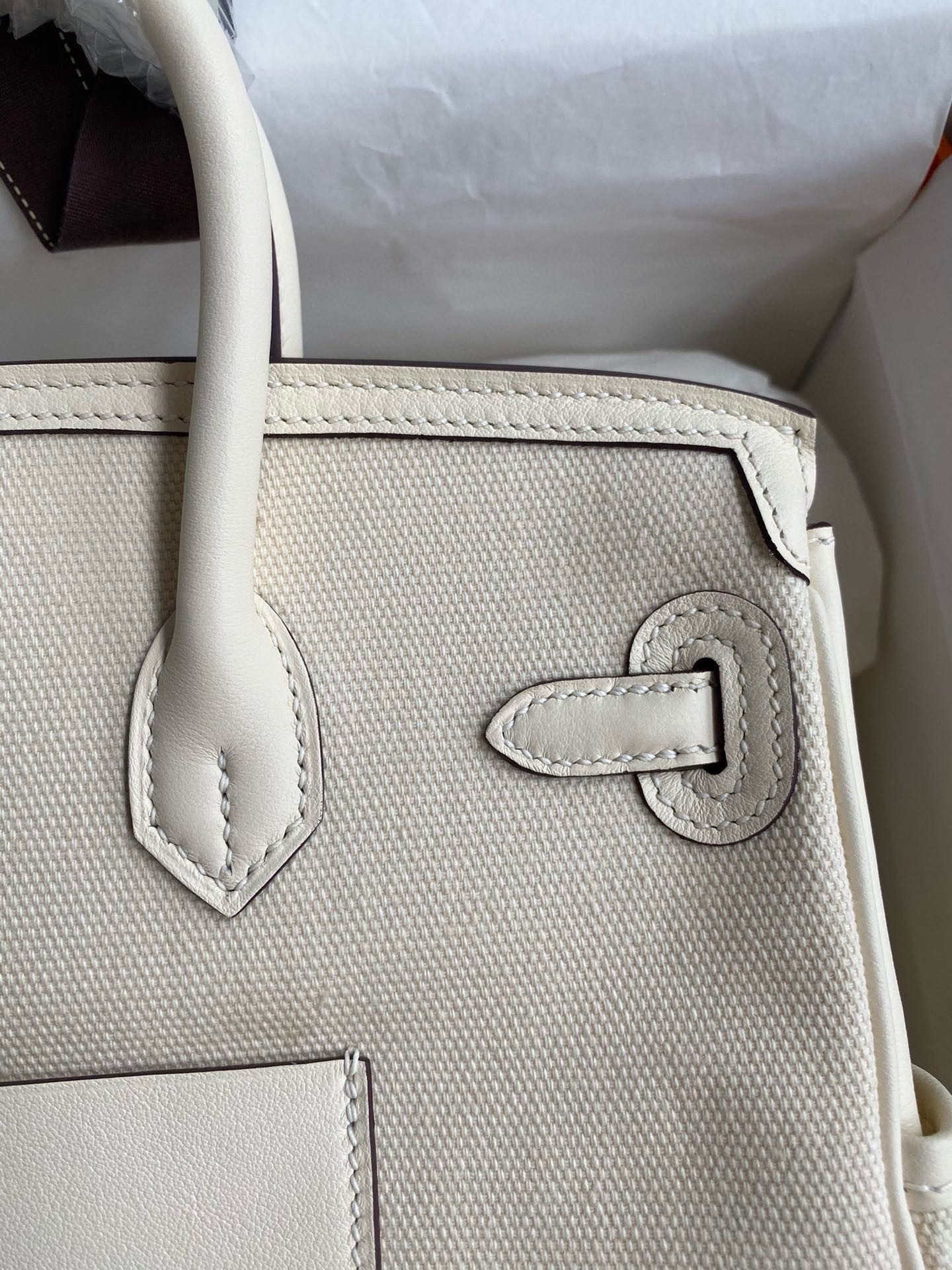 Hermes Birkin Cargo 25 Bag in Craie Toile and Swift Leather