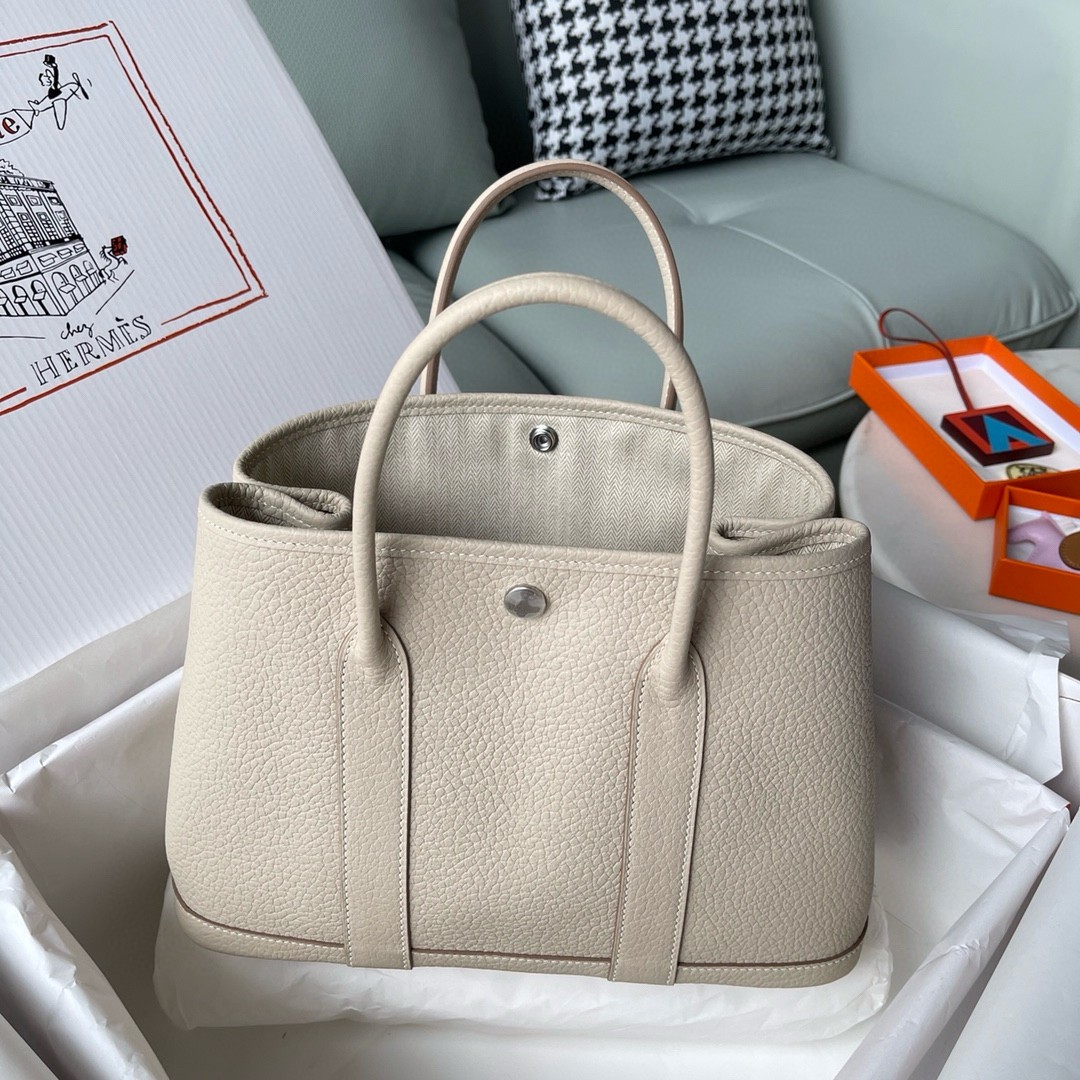 Hermes Garden Party 30 Handmade Bag in Beton Negonda Leather