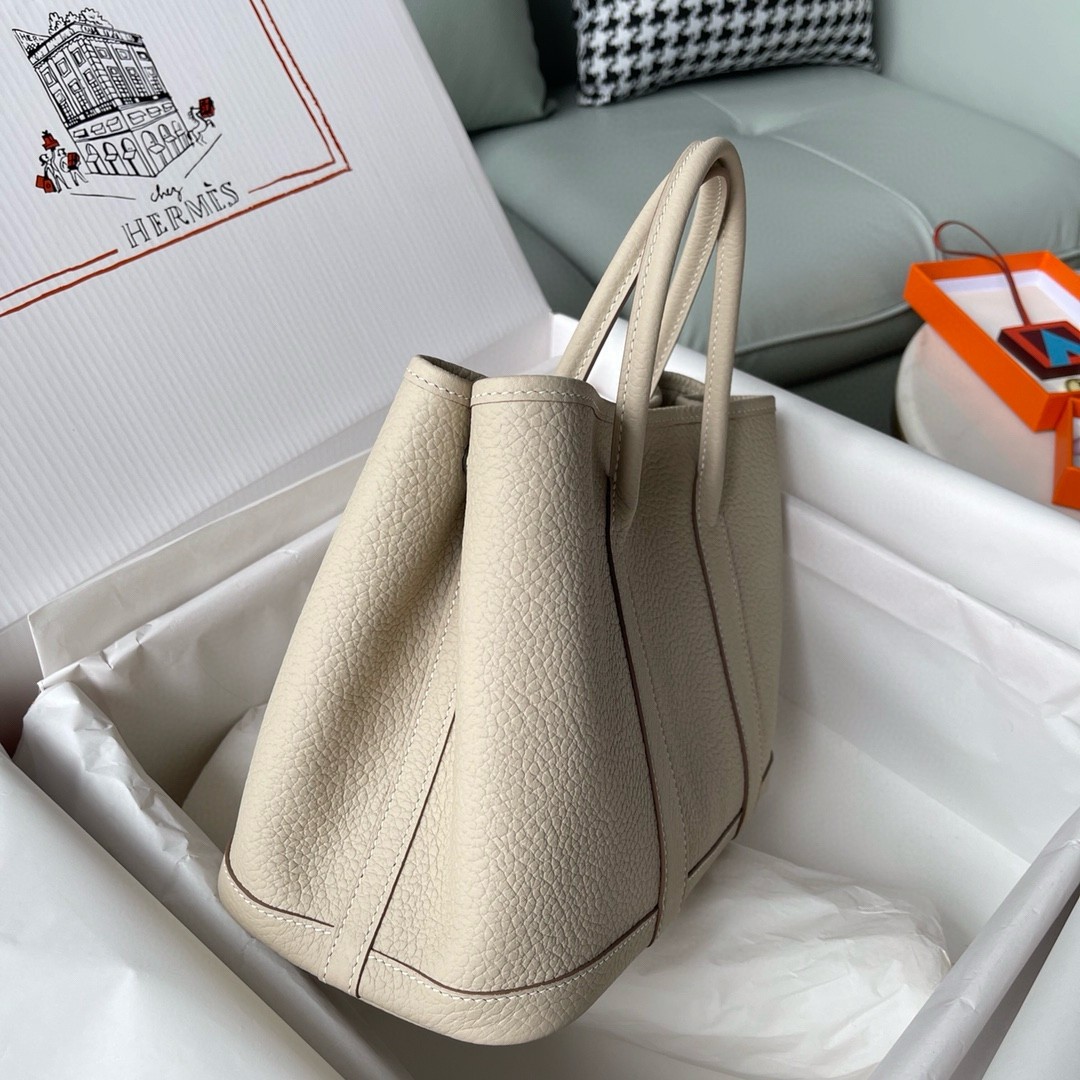 Hermes Garden Party 30 Handmade Bag in Beton Negonda Leather