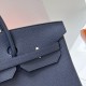 Hermes Birkin 40 Retourne Handmade Bag In Blue Nuit Clemence Leather