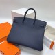 Hermes Birkin 40 Retourne Handmade Bag In Blue Nuit Clemence Leather