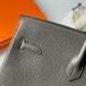 Hermes Birkin 40 Retourne Handmade Bag In Etain Clemence Leather